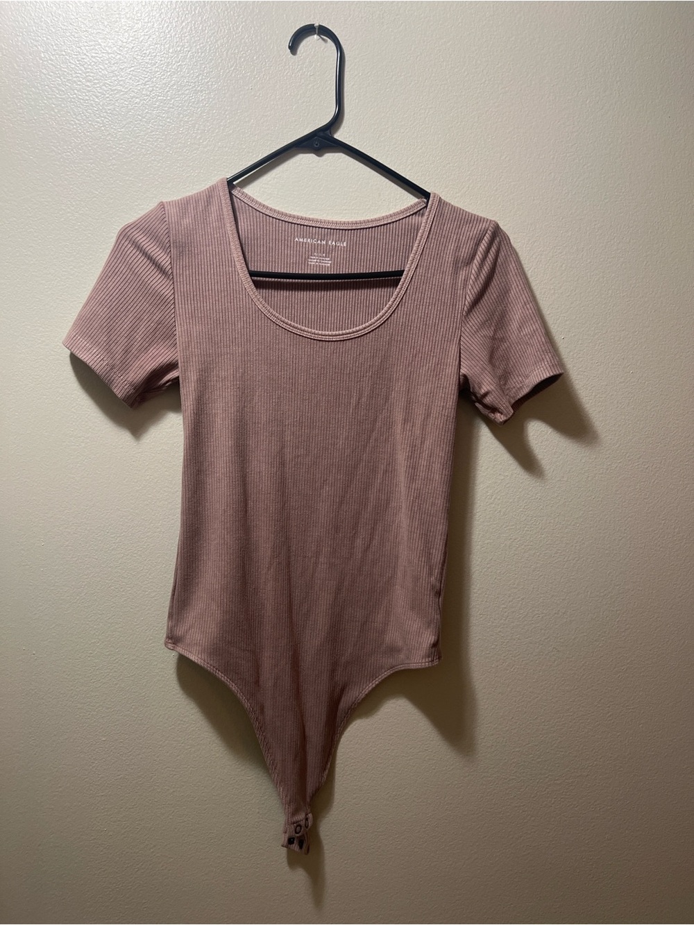American Eagle Ribbed Scoop Neck Bodysuit - Mauve Pink
